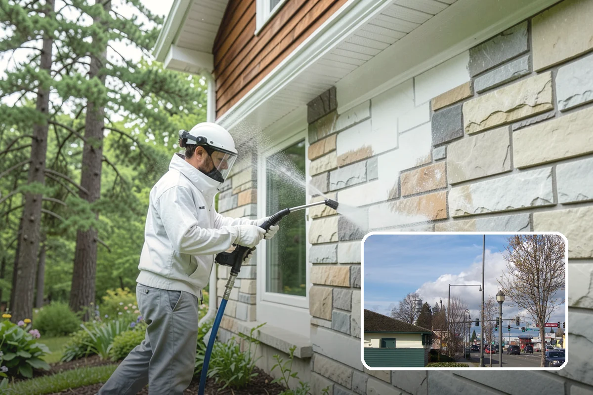 Aggregate Driveway Cleaning in Marysville, Snohomish County, WA - Cleans textured aggregate without dislodging stones