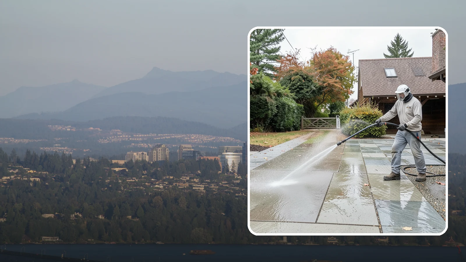 Aggregate Driveway Cleaning in Medina, King County, WA - Careful cleaning of exposed aggregate driveways that clears grime from the textured stone surface without loosening it.