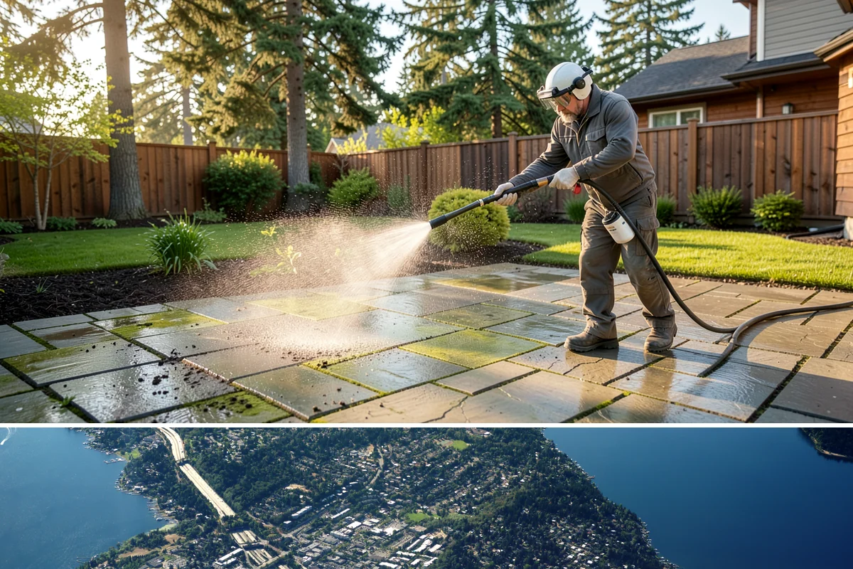 Aggregate Driveway Cleaning in Mercer Island, King County, WA - Clean aggregate surfaces in dry weather so the many crevices can dry before sealing or reuse.