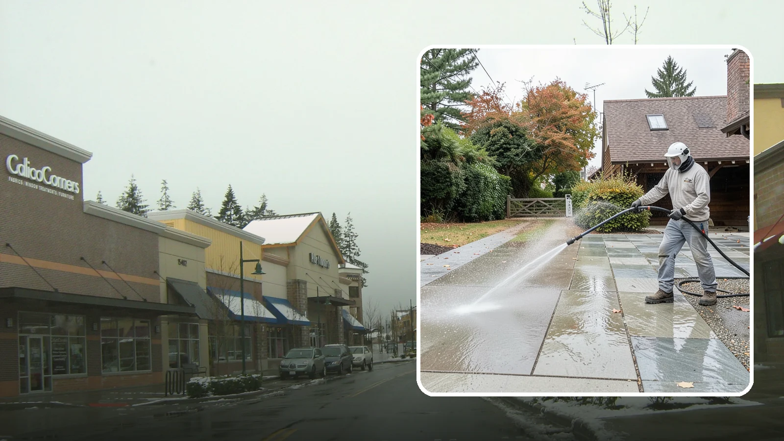 Aggregate Driveway Cleaning in Mill Creek, Snohomish County, WA - Careful cleaning of exposed aggregate driveways that clears grime from the textured stone surface without loosening it.