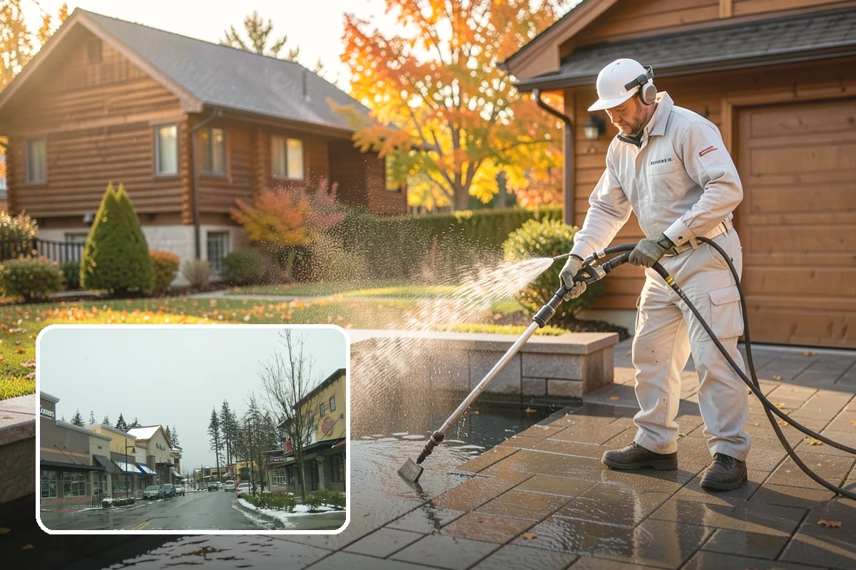 Aggregate Driveway Cleaning in Mill Creek, Snohomish County, WA - Cleans textured aggregate without dislodging stones