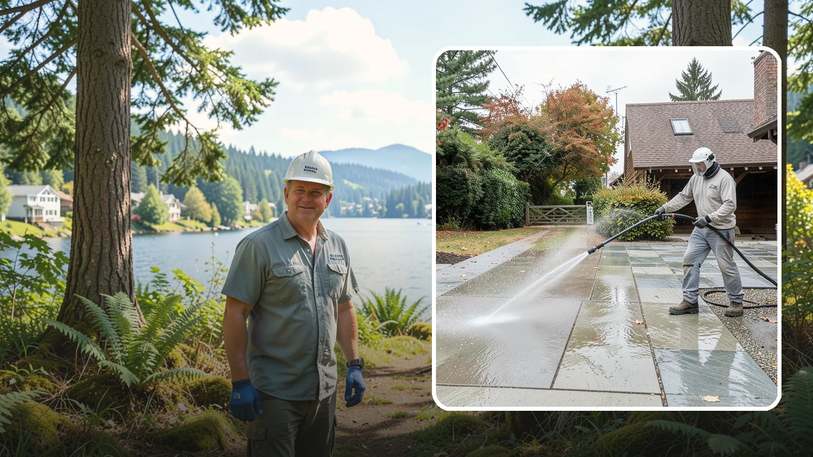 Aggregate Driveway Cleaning in Milton, King County, WA - Careful cleaning of exposed aggregate driveways that clears grime from the textured stone surface without loosening it.