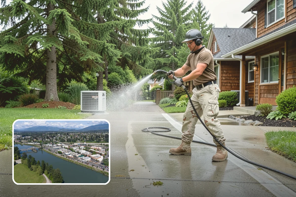 Aggregate Driveway Cleaning in Mount Vernon, Skagit County, WA - Cleans textured aggregate without dislodging stones
