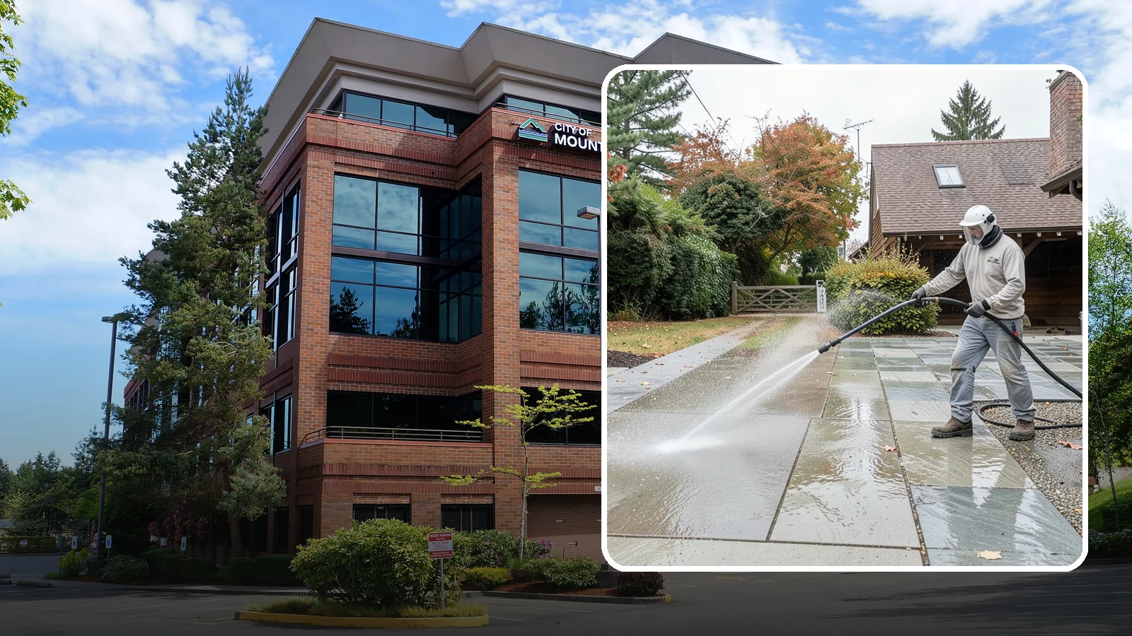 Aggregate Driveway Cleaning in Mountlake Terrace, Snohomish County, WA - Careful cleaning of exposed aggregate driveways that clears grime from the textured stone surface without loosening it.