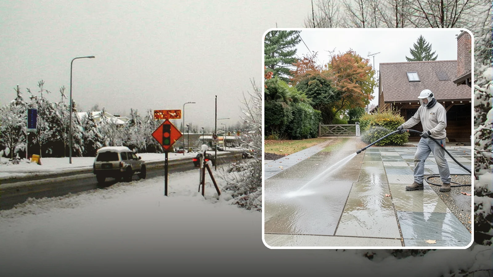 Aggregate Driveway Cleaning in Newcastle, King County, WA - Careful cleaning of exposed aggregate driveways that clears grime from the textured stone surface without loosening it.