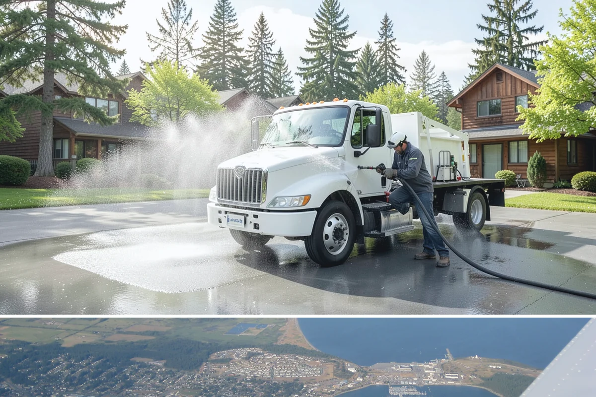 Aggregate Driveway Cleaning in Oak Harbor, Island County, WA - Clean aggregate surfaces in dry weather so the many crevices can dry before sealing or reuse.