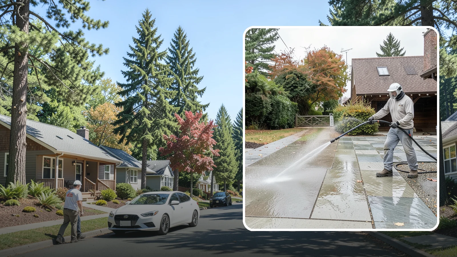 Aggregate Driveway Cleaning in Orting, Pierce County, WA - Careful cleaning of exposed aggregate driveways that clears grime from the textured stone surface without loosening it.