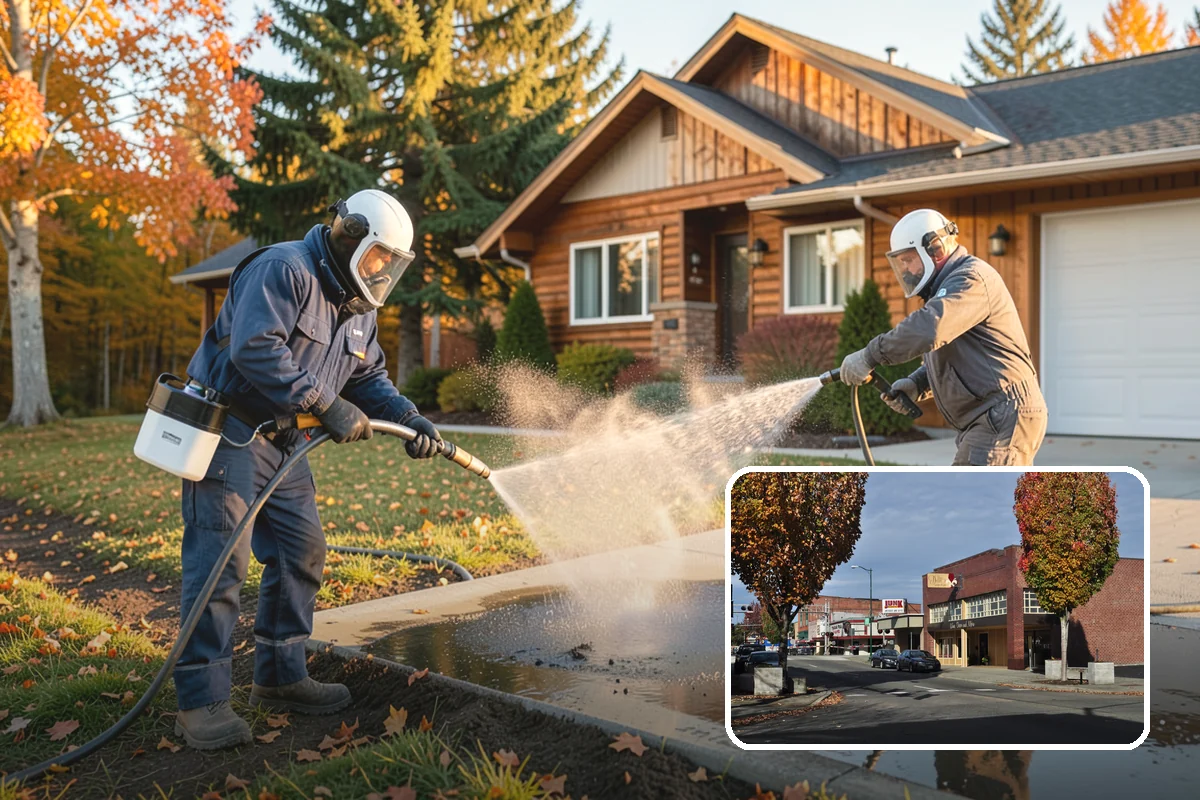 Aggregate Driveway Cleaning in Puyallup, Pierce County, WA - Cleans textured aggregate without dislodging stones