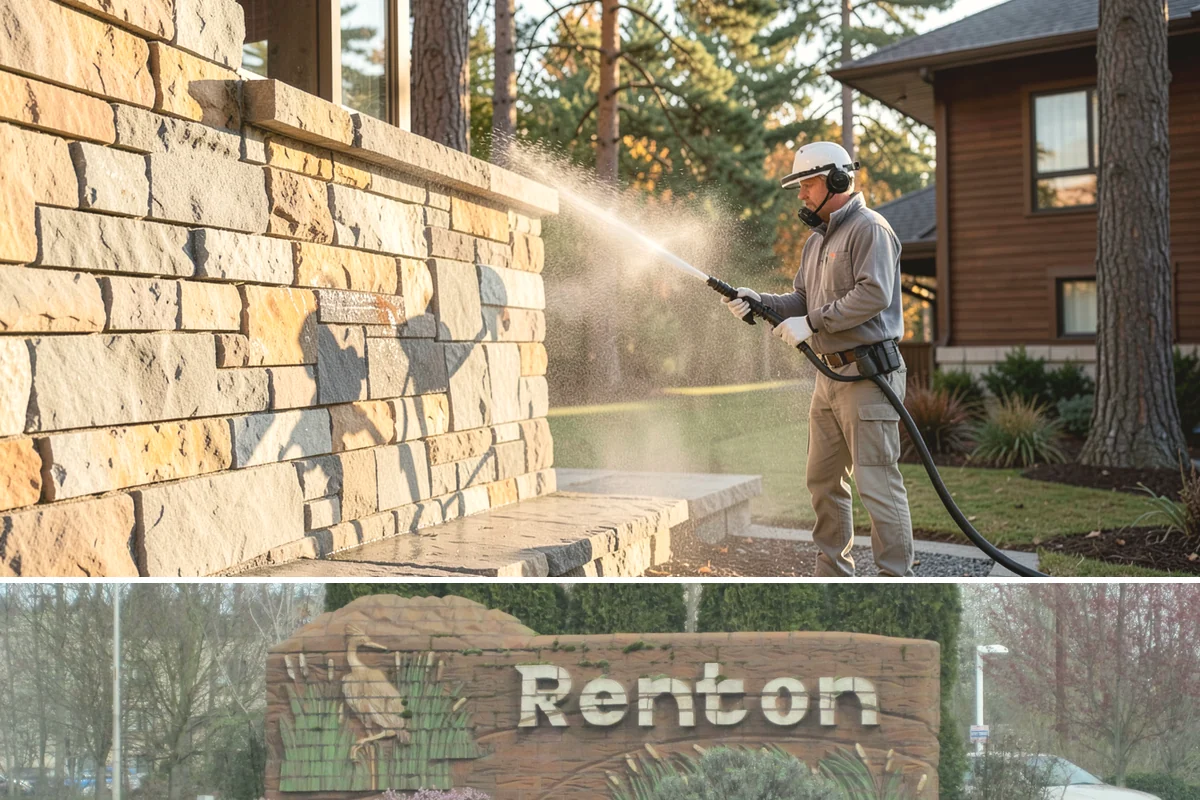 Aggregate Driveway Cleaning in Renton, King County, WA - Clean aggregate surfaces in dry weather so the many crevices can dry before sealing or reuse.