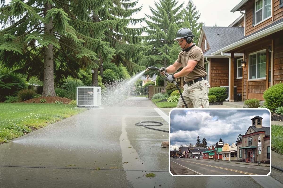 Aggregate Driveway Cleaning in Roy, Pierce County, WA - Cleans textured aggregate without dislodging stones
