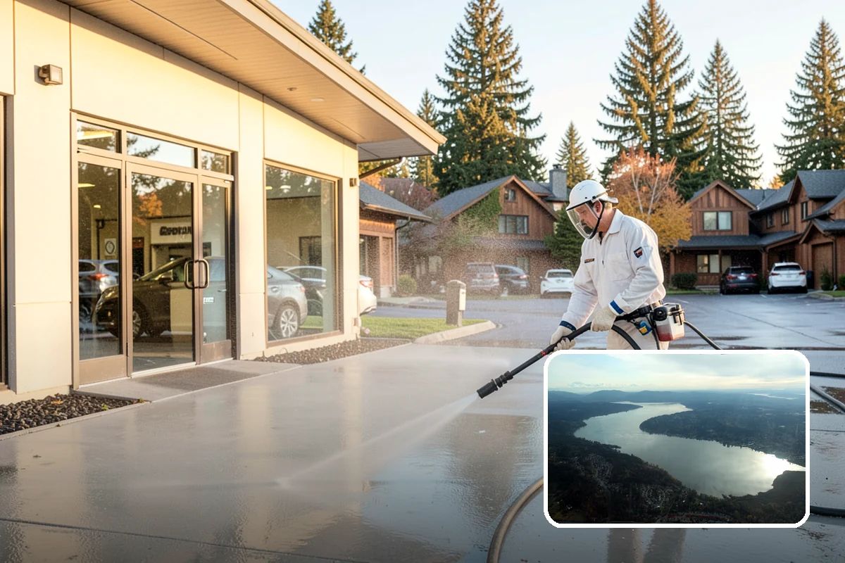 Aggregate Driveway Cleaning in Sammamish, King County, WA - Cleans textured aggregate without dislodging stones