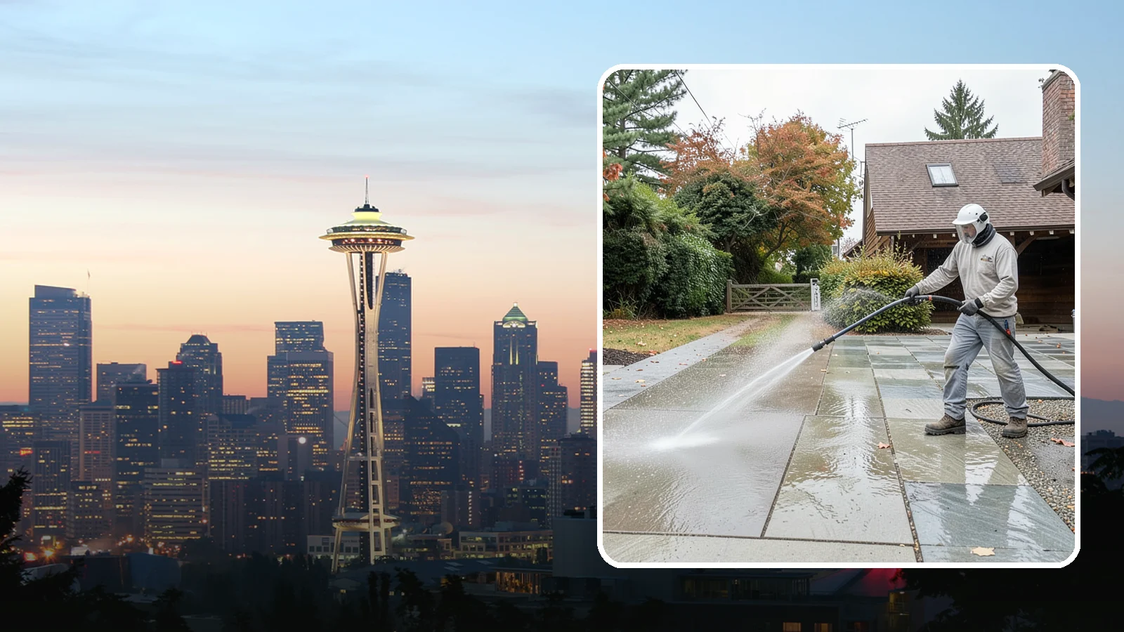 Aggregate Driveway Cleaning in Seattle, King County, WA - Careful cleaning of exposed aggregate driveways that clears grime from the textured stone surface without loosening it.