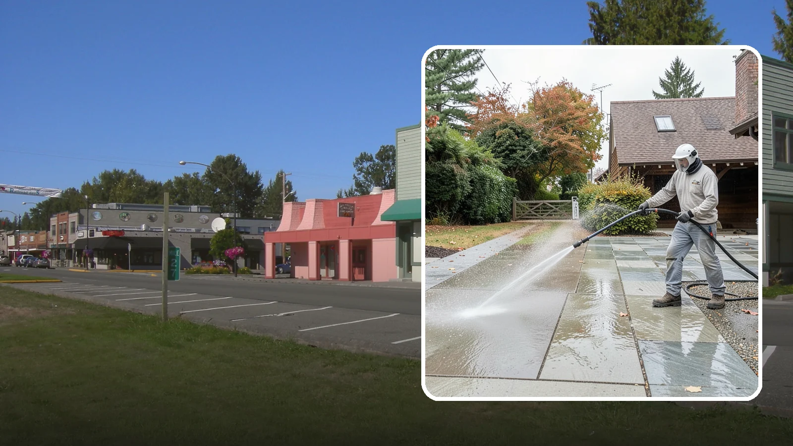 Aggregate Driveway Cleaning in Snoqualmie, King County, WA - Careful cleaning of exposed aggregate driveways that clears grime from the textured stone surface without loosening it.
