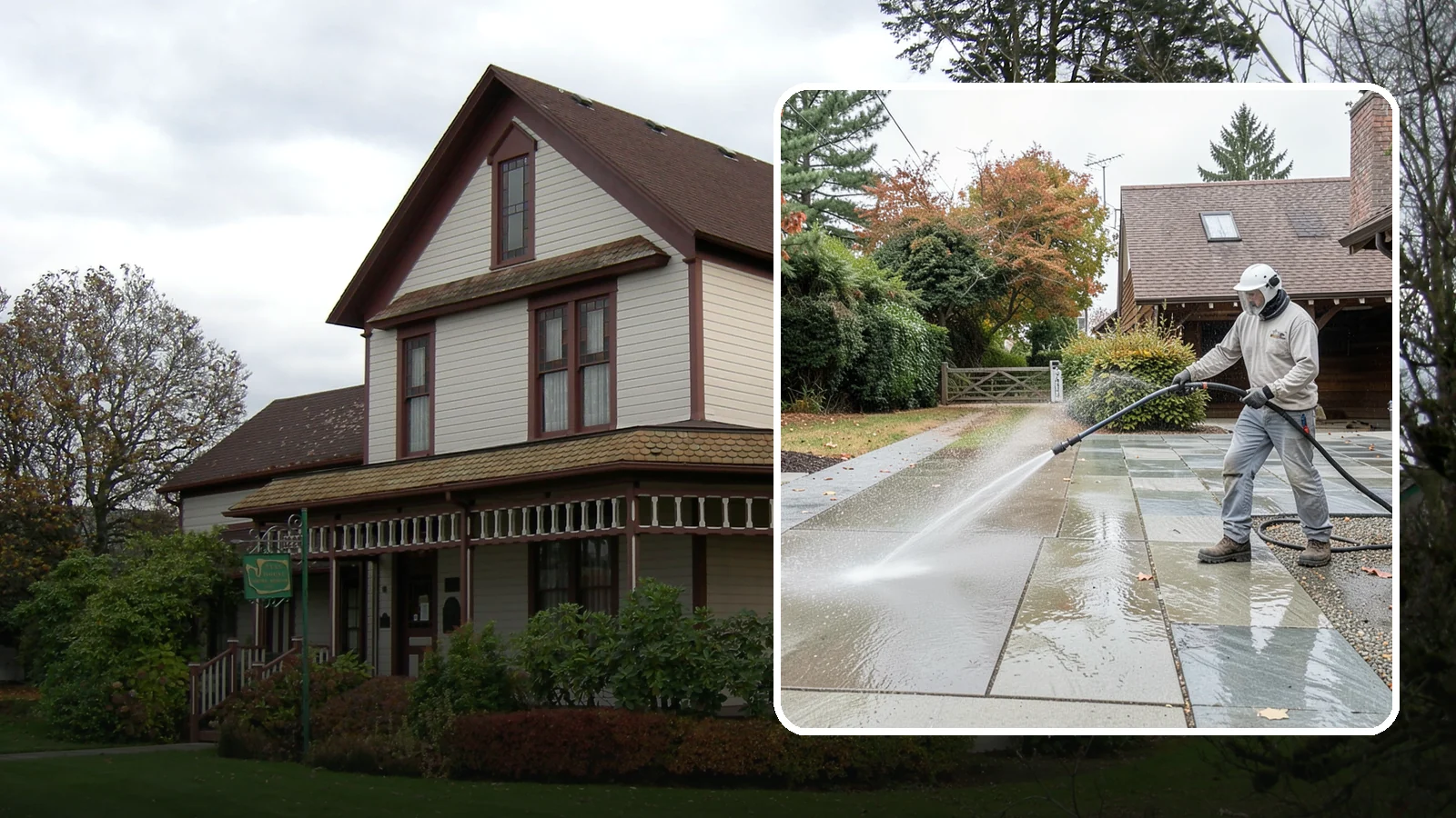Aggregate Driveway Cleaning in Sumner, Pierce County, WA - Careful cleaning of exposed aggregate driveways that clears grime from the textured stone surface without loosening it.