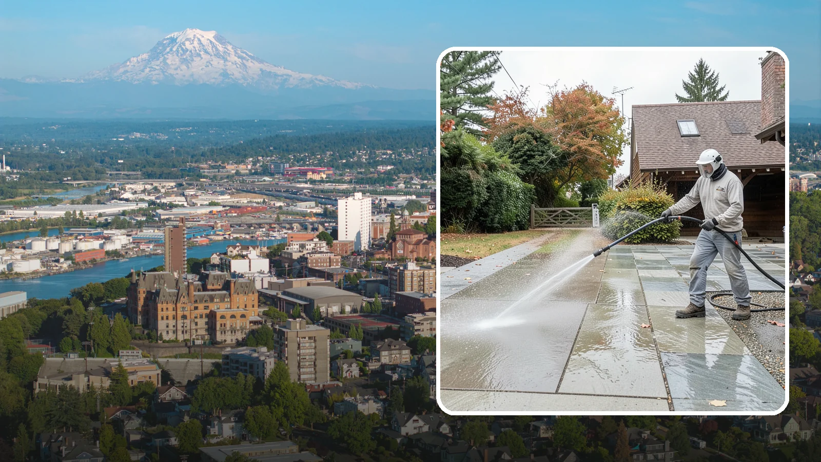 Aggregate Driveway Cleaning in Tacoma, Pierce County, WA - Careful cleaning of exposed aggregate driveways that clears grime from the textured stone surface without loosening it.