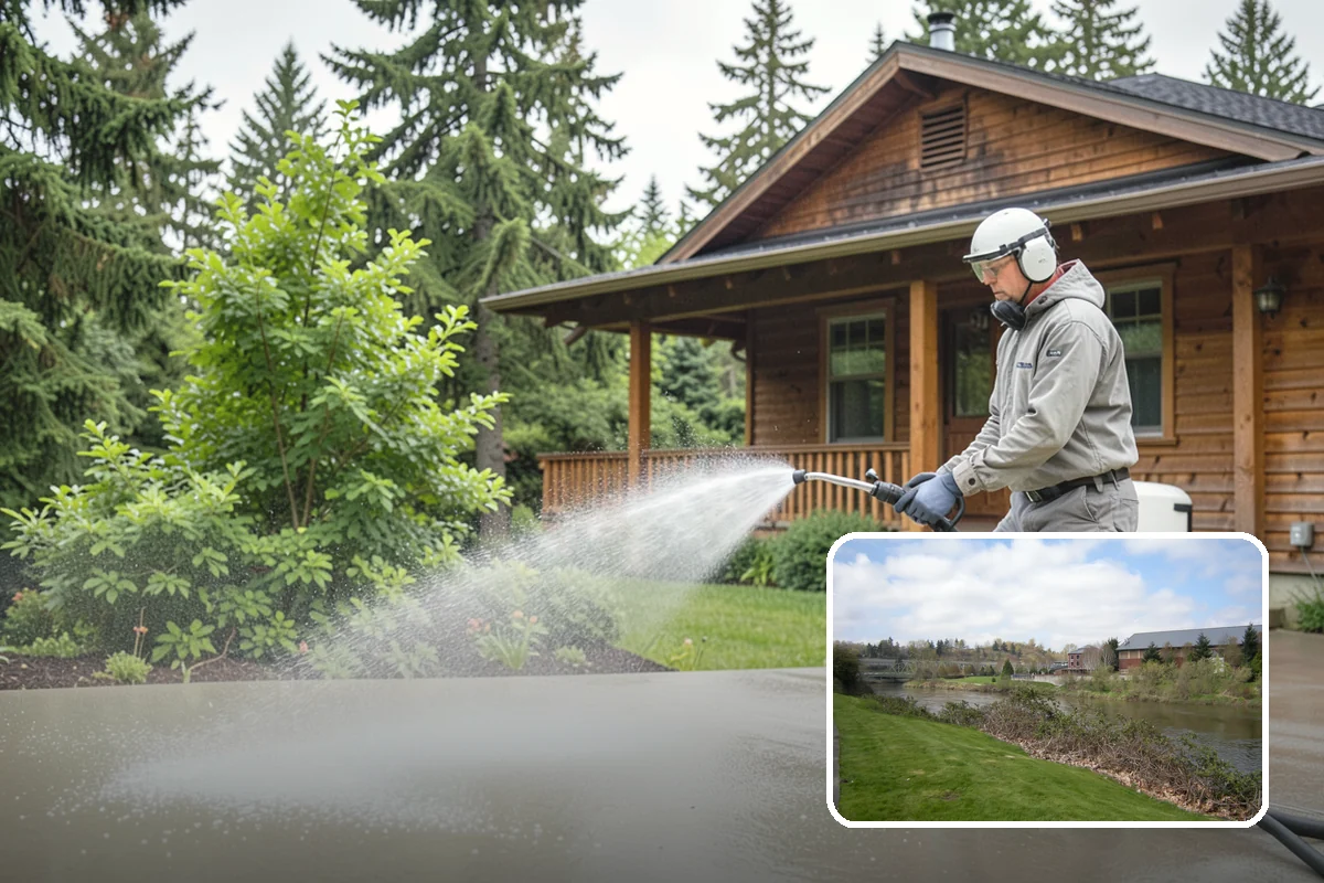 Aggregate Driveway Cleaning in Tukwila, King County, WA - Cleans textured aggregate without dislodging stones