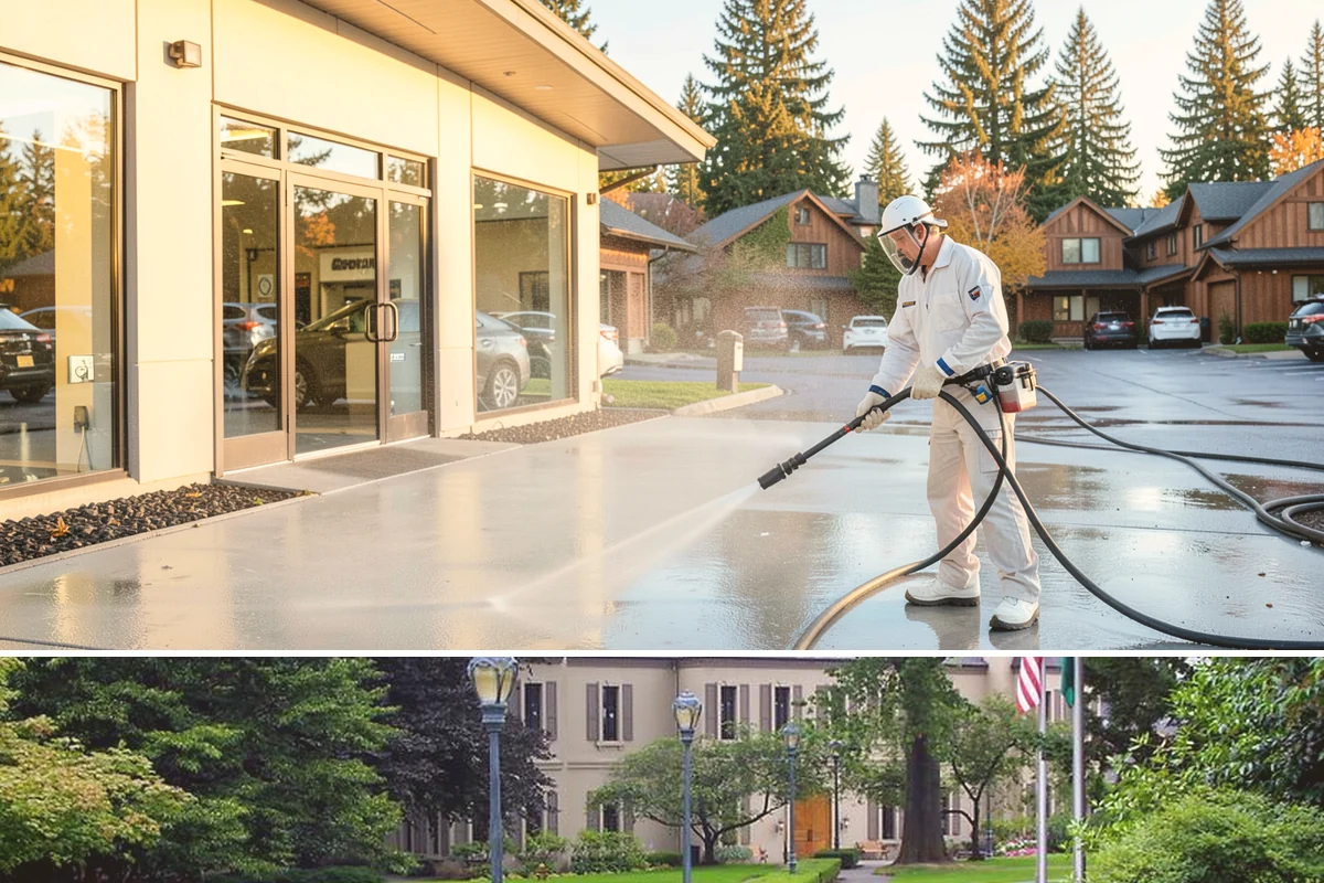Aggregate Driveway Cleaning in Woodinville, King County, WA - Clean aggregate surfaces in dry weather so the many crevices can dry before sealing or reuse.