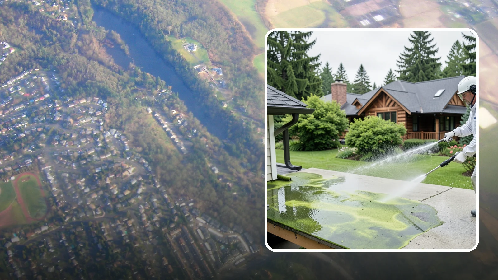 Algae Removal in Algona, King County, WA - Soft-wash algae removal that lifts the green film coating siding, roofs, decks, and concrete across shaded properties.
