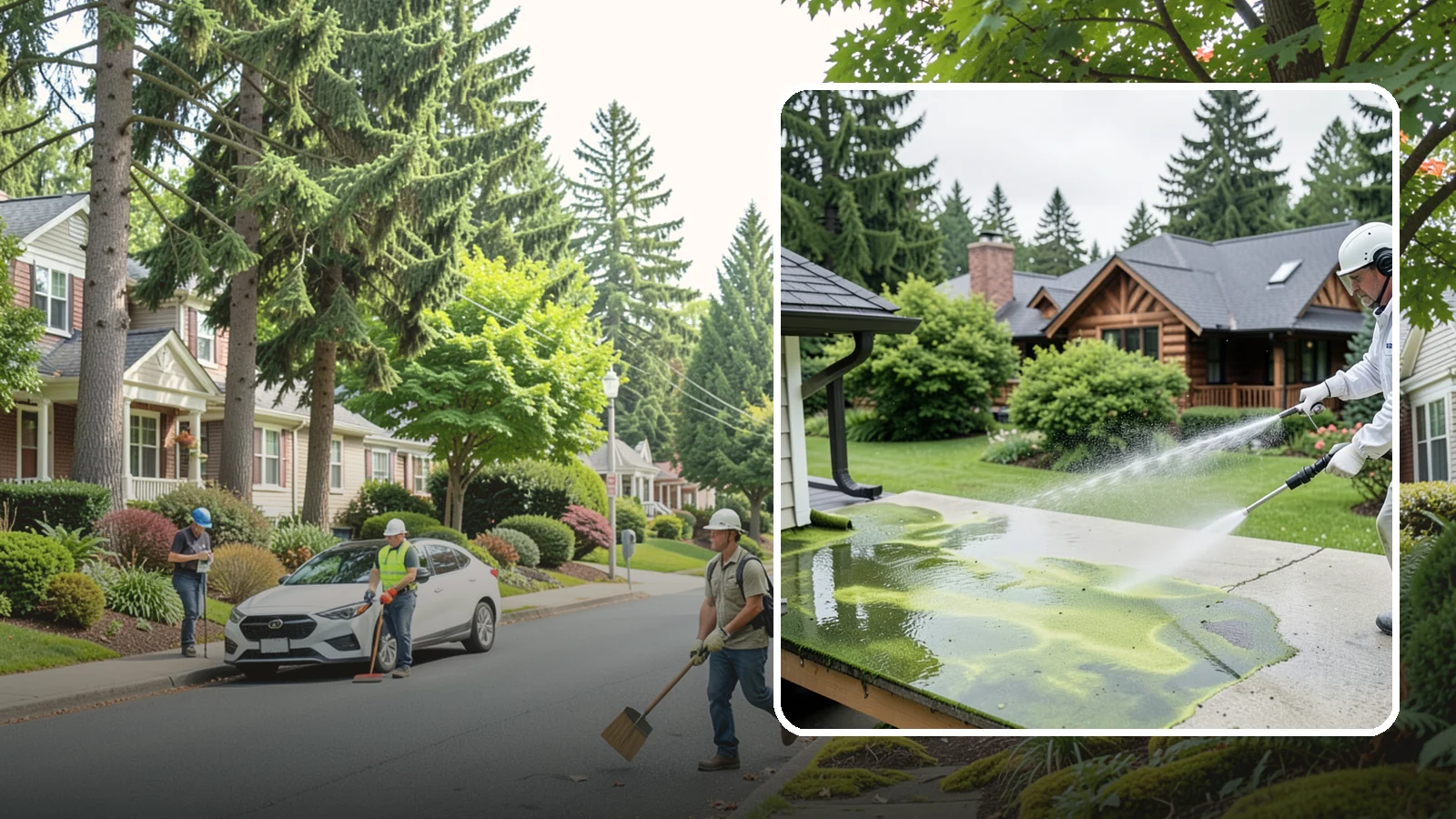 Algae Removal in Beaux Arts Village, King County, WA - Soft-wash algae removal that lifts the green film coating siding, roofs, decks, and concrete across shaded properties.
