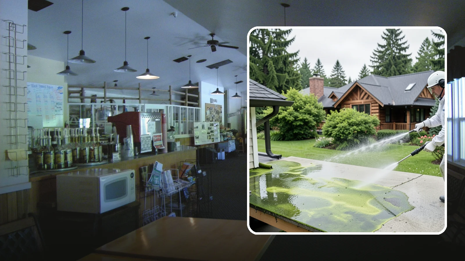 Algae Removal in Black Diamond, King County, WA - Soft-wash algae removal that lifts the green film coating siding, roofs, decks, and concrete across shaded properties.
