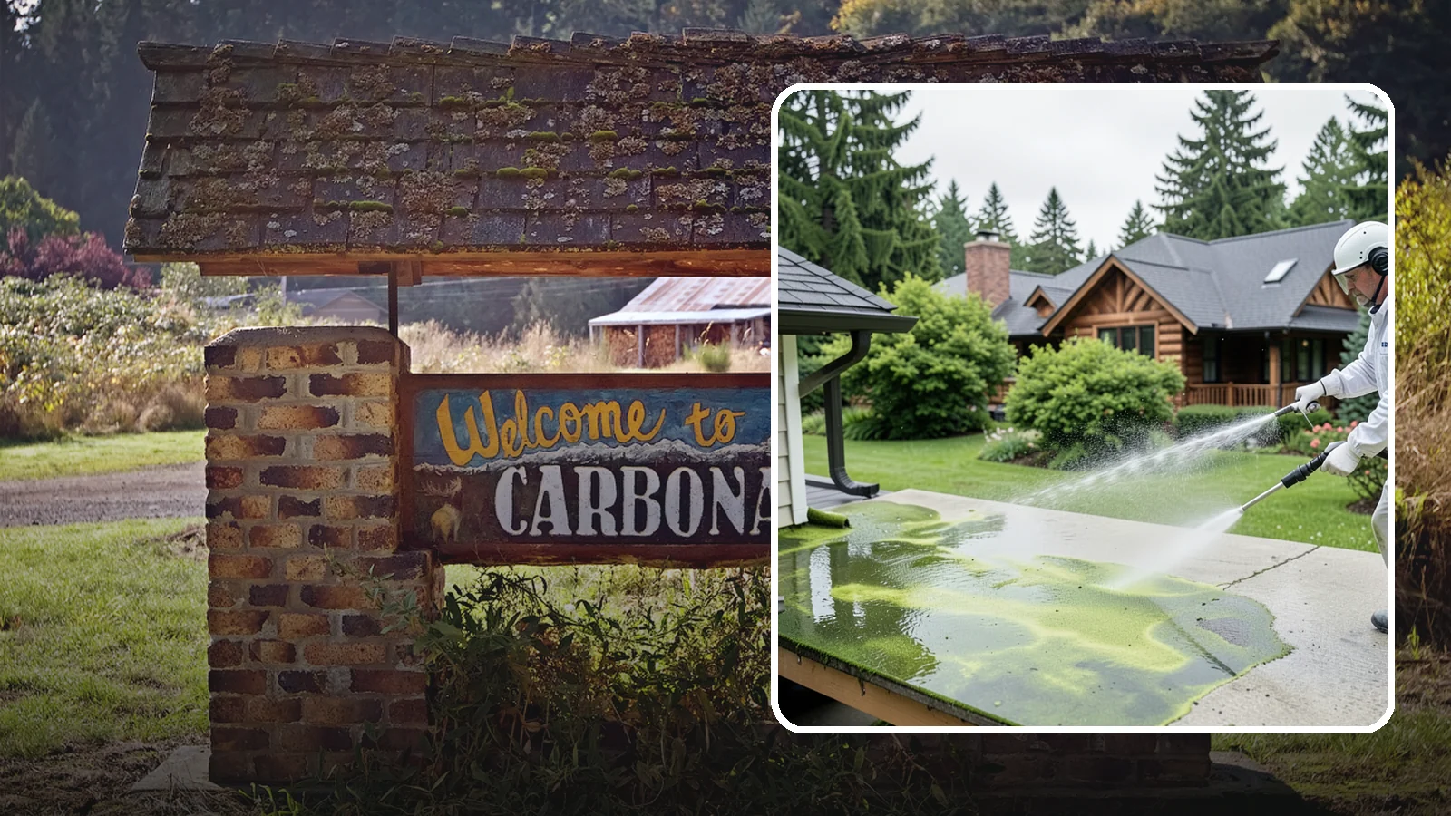 Algae Removal in Carbonado, Pierce County, WA - Soft-wash algae removal that lifts the green film coating siding, roofs, decks, and concrete across shaded properties.