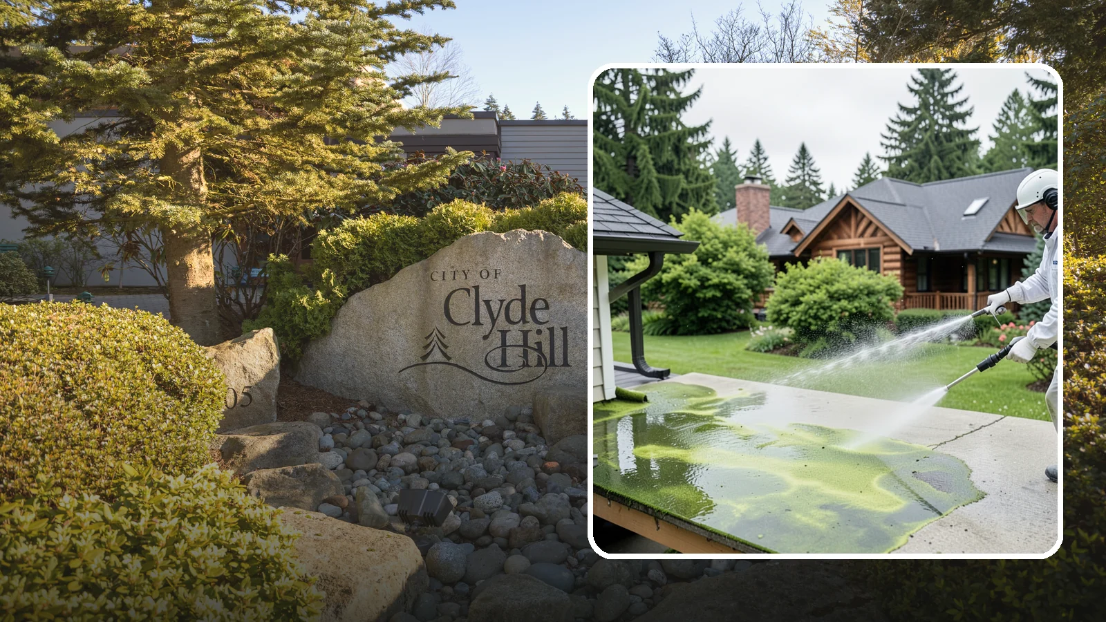 Algae Removal in Clyde Hill, King County, WA - Soft-wash algae removal that lifts the green film coating siding, roofs, decks, and concrete across shaded properties.