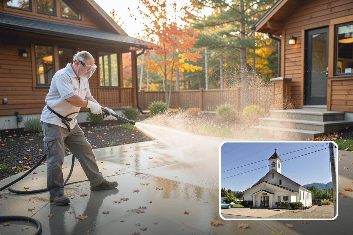 Algae Removal in Concrete, Skagit County, WA - Removes the green algae film at the biological source