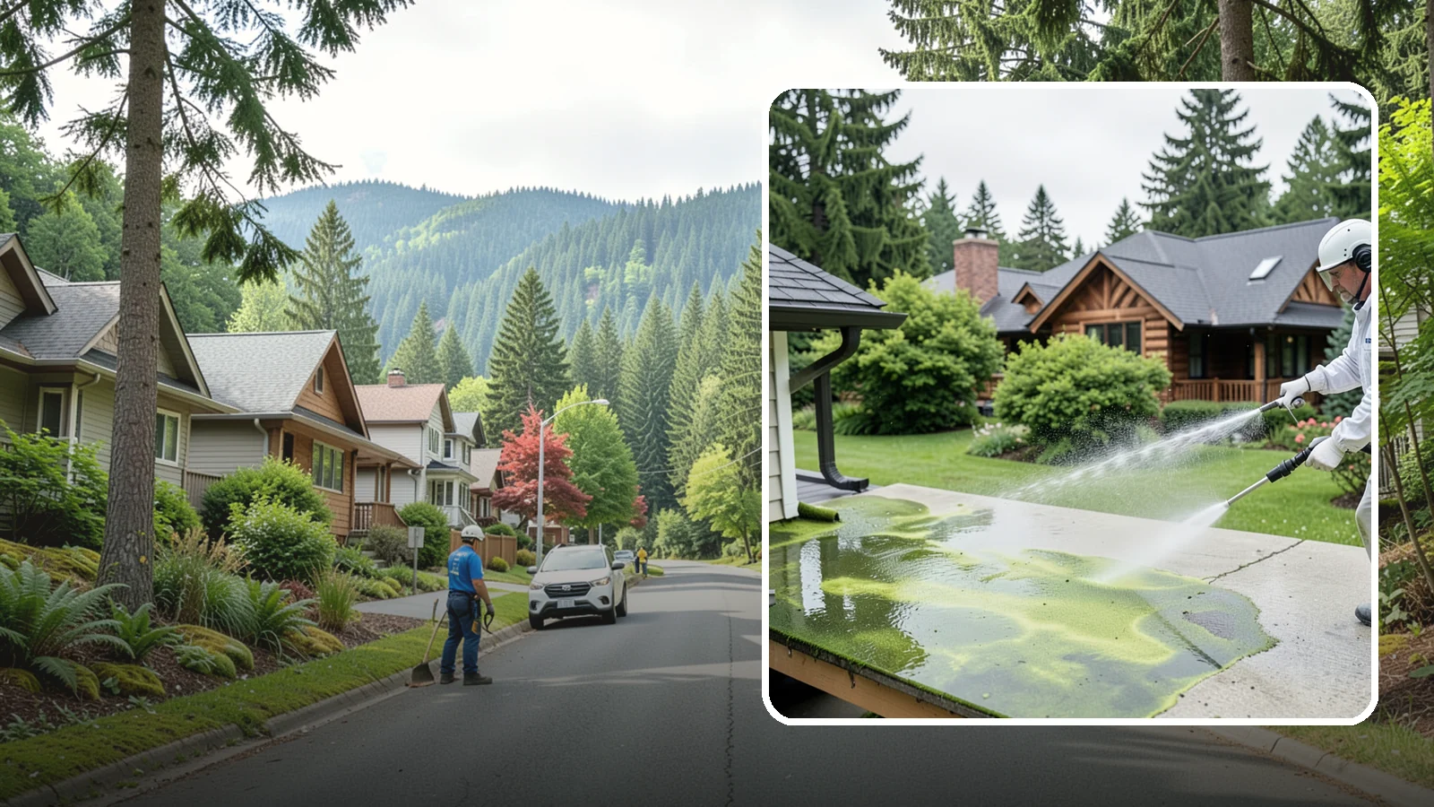 Algae Removal in Darrington, Snohomish County, WA - Soft-wash algae removal that lifts the green film coating siding, roofs, decks, and concrete across shaded properties.