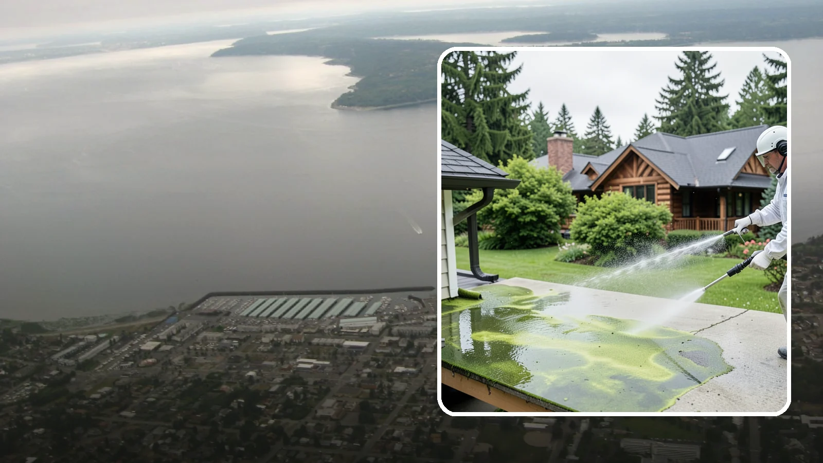 Algae Removal in Des Moines, King County, WA - Soft-wash algae removal that lifts the green film coating siding, roofs, decks, and concrete across shaded properties.