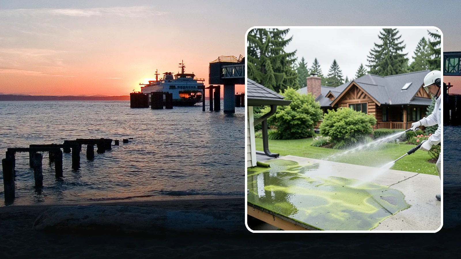 Algae Removal in Edmonds, Snohomish County, WA - Soft-wash algae removal that lifts the green film coating siding, roofs, decks, and concrete across shaded properties.