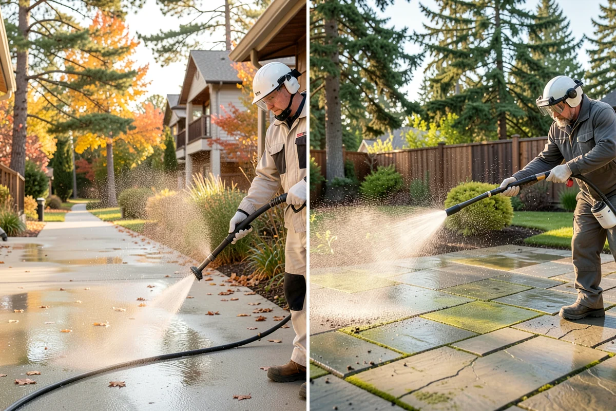 Algae Removal in Everett, Snohomish County, WA - Evaluate the algae coverage and the surface types