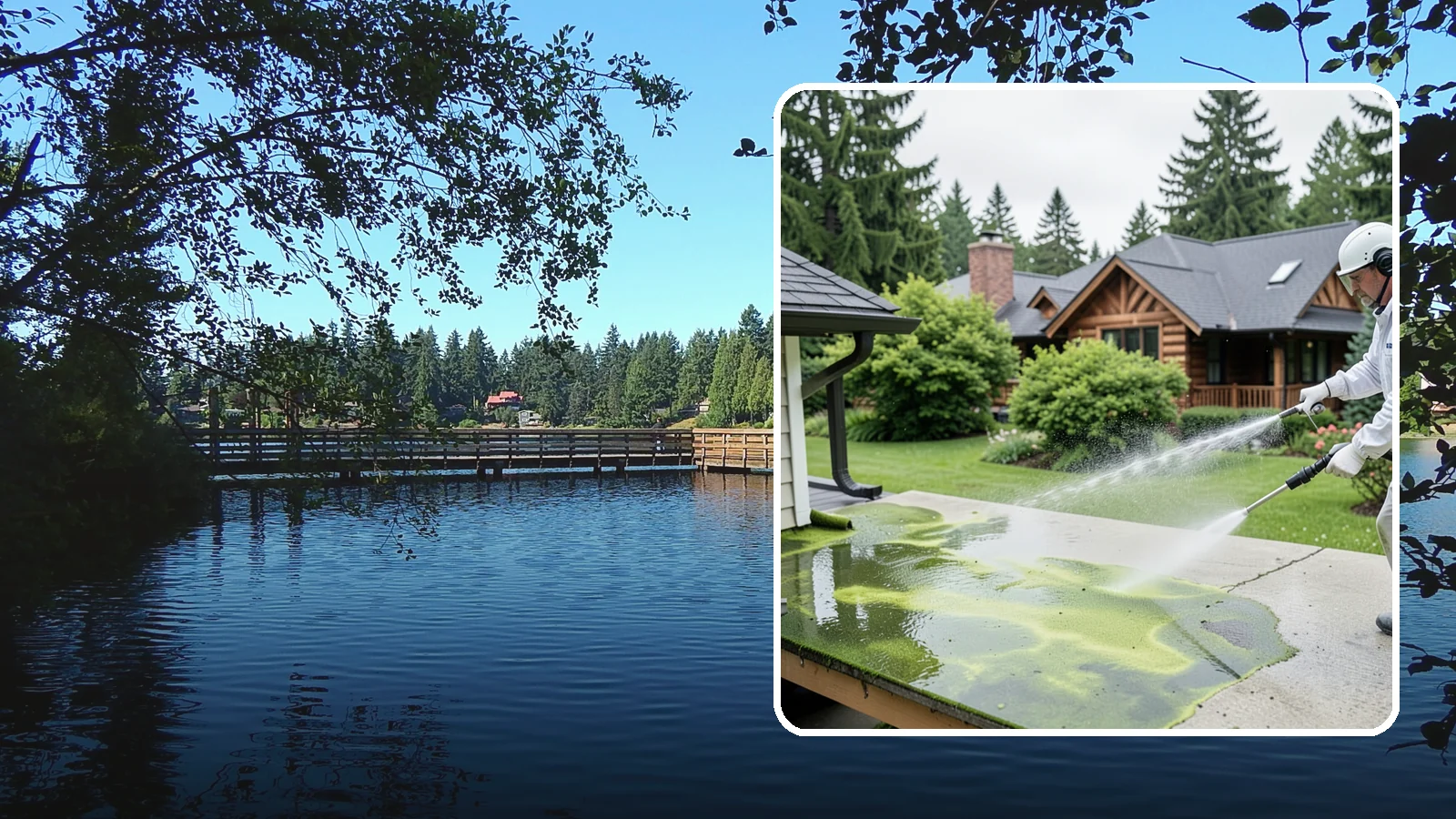 Algae Removal in Federal Way, King County, WA - Soft-wash algae removal that lifts the green film coating siding, roofs, decks, and concrete across shaded properties.
