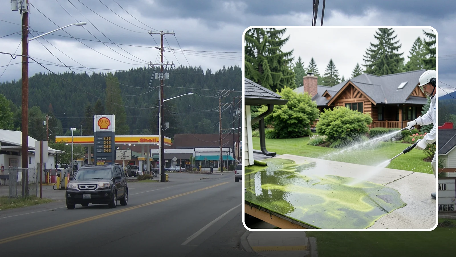 Algae Removal in Granite Falls, Snohomish County, WA - Soft-wash algae removal that lifts the green film coating siding, roofs, decks, and concrete across shaded properties.