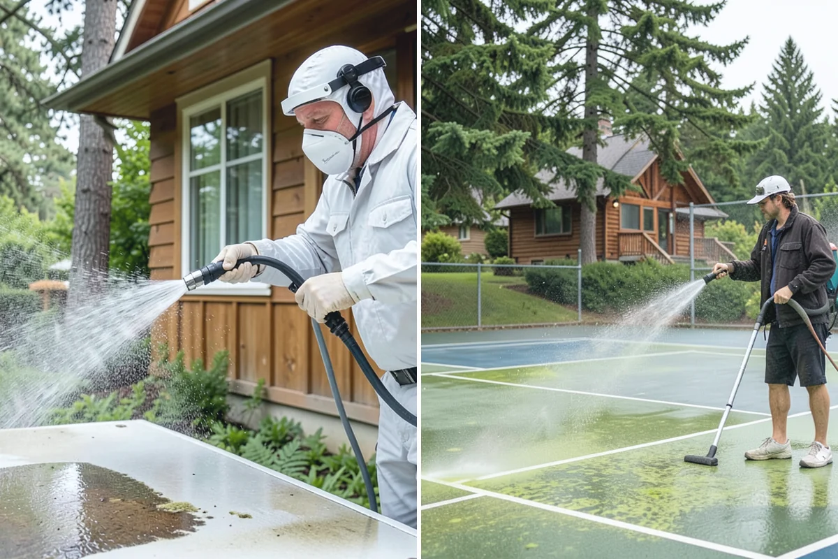 Algae Removal in Granite Falls, Snohomish County, WA - Evaluate the algae coverage and the surface types