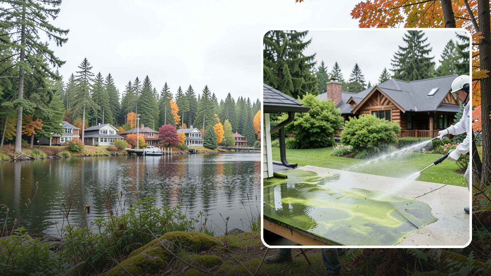 Algae Removal in La Conner, Skagit County, WA - Soft-wash algae removal that lifts the green film coating siding, roofs, decks, and concrete across shaded properties.