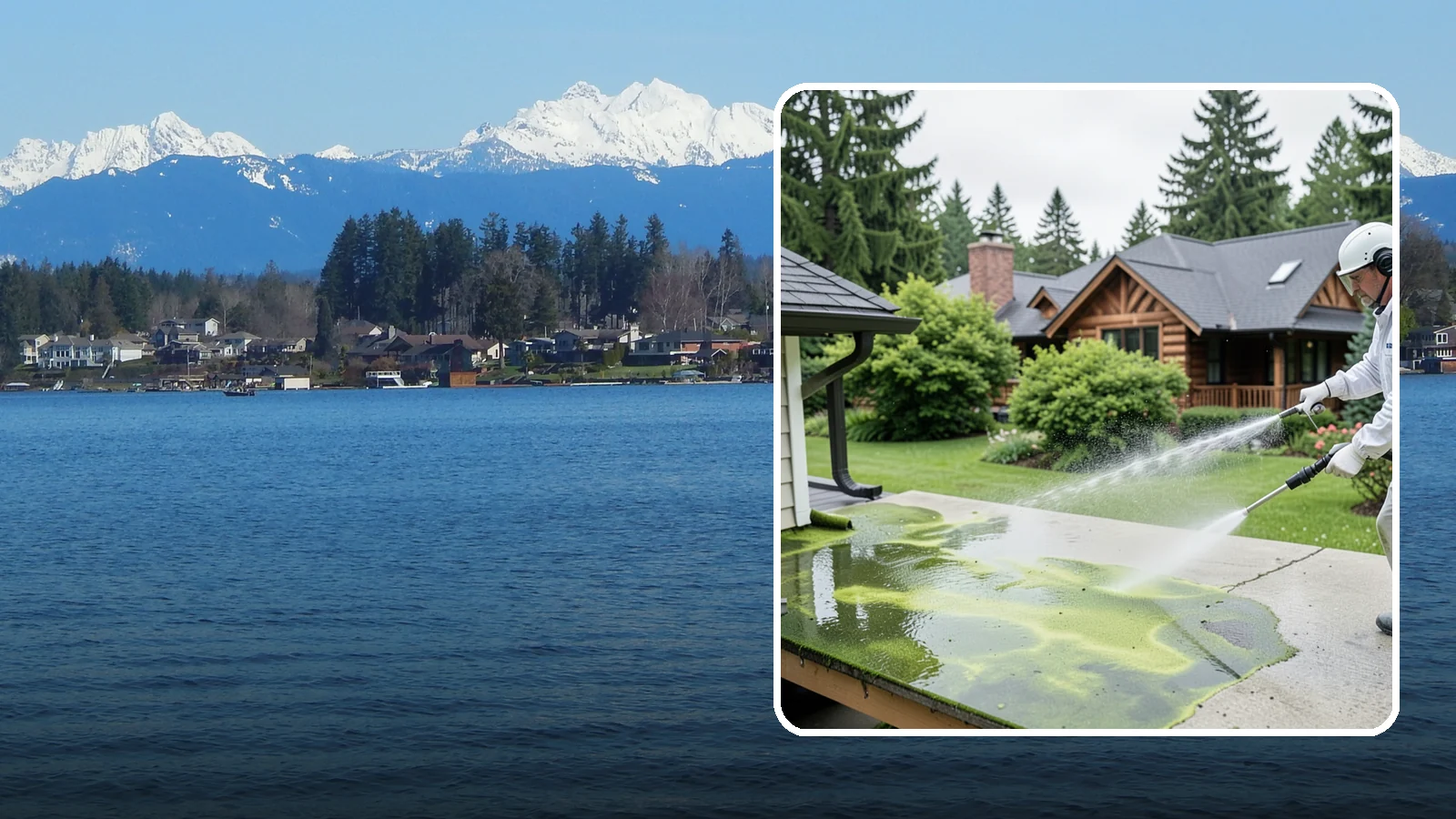 Algae Removal in Lake Stevens, Snohomish County, WA - Soft-wash algae removal that lifts the green film coating siding, roofs, decks, and concrete across shaded properties.