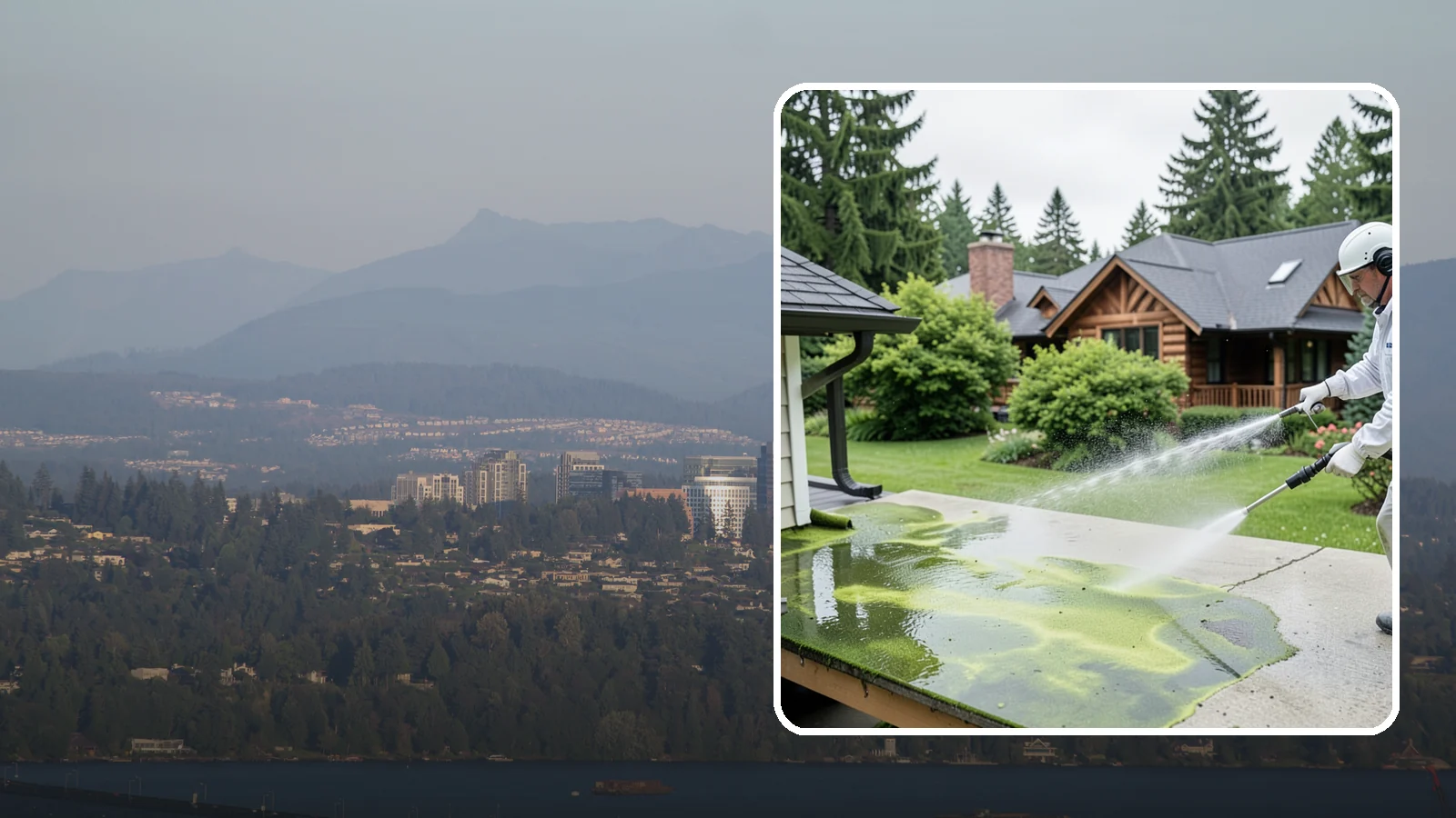 Algae Removal in Medina, King County, WA - Soft-wash algae removal that lifts the green film coating siding, roofs, decks, and concrete across shaded properties.