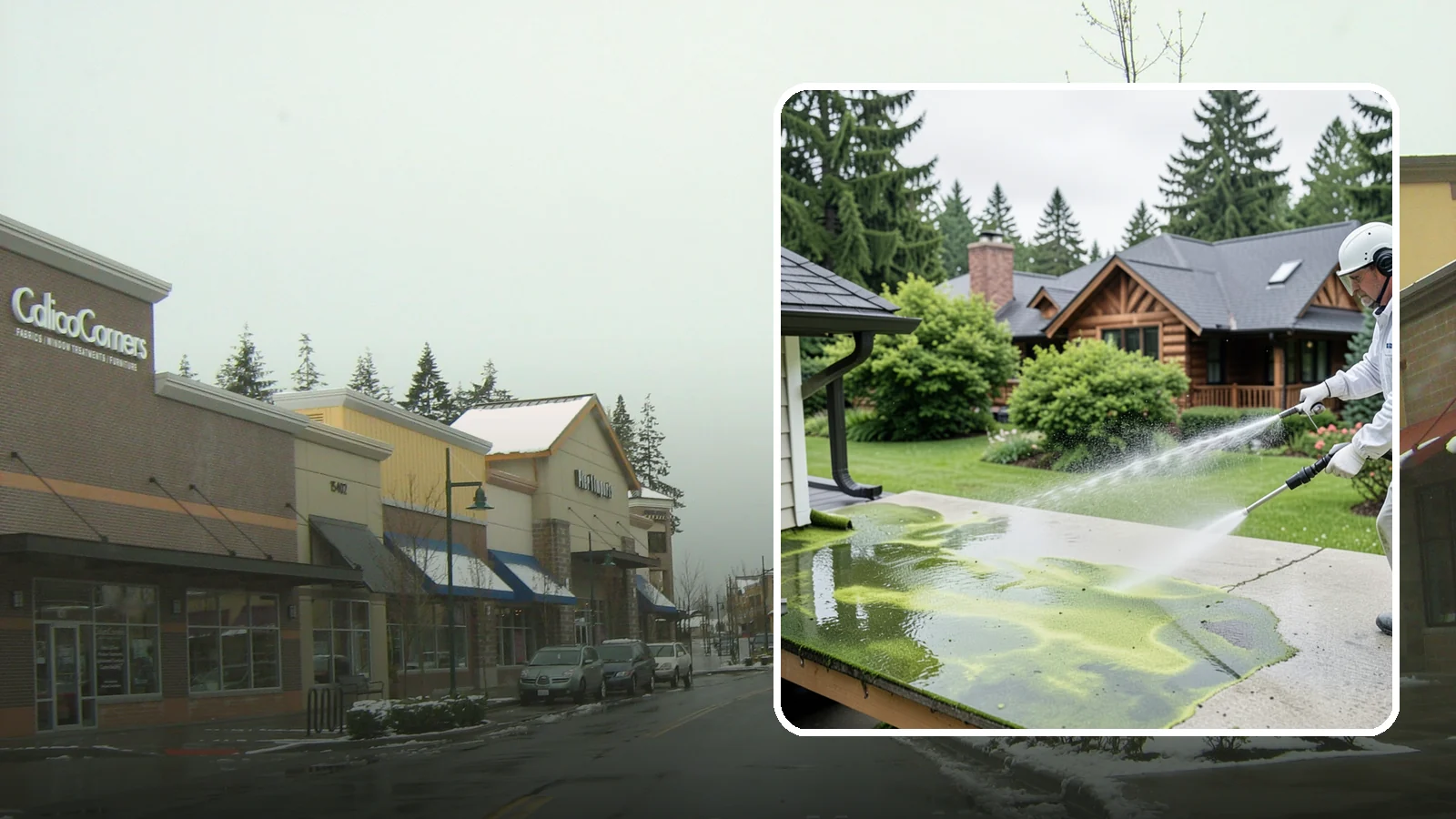 Algae Removal in Mill Creek, Snohomish County, WA - Soft-wash algae removal that lifts the green film coating siding, roofs, decks, and concrete across shaded properties.