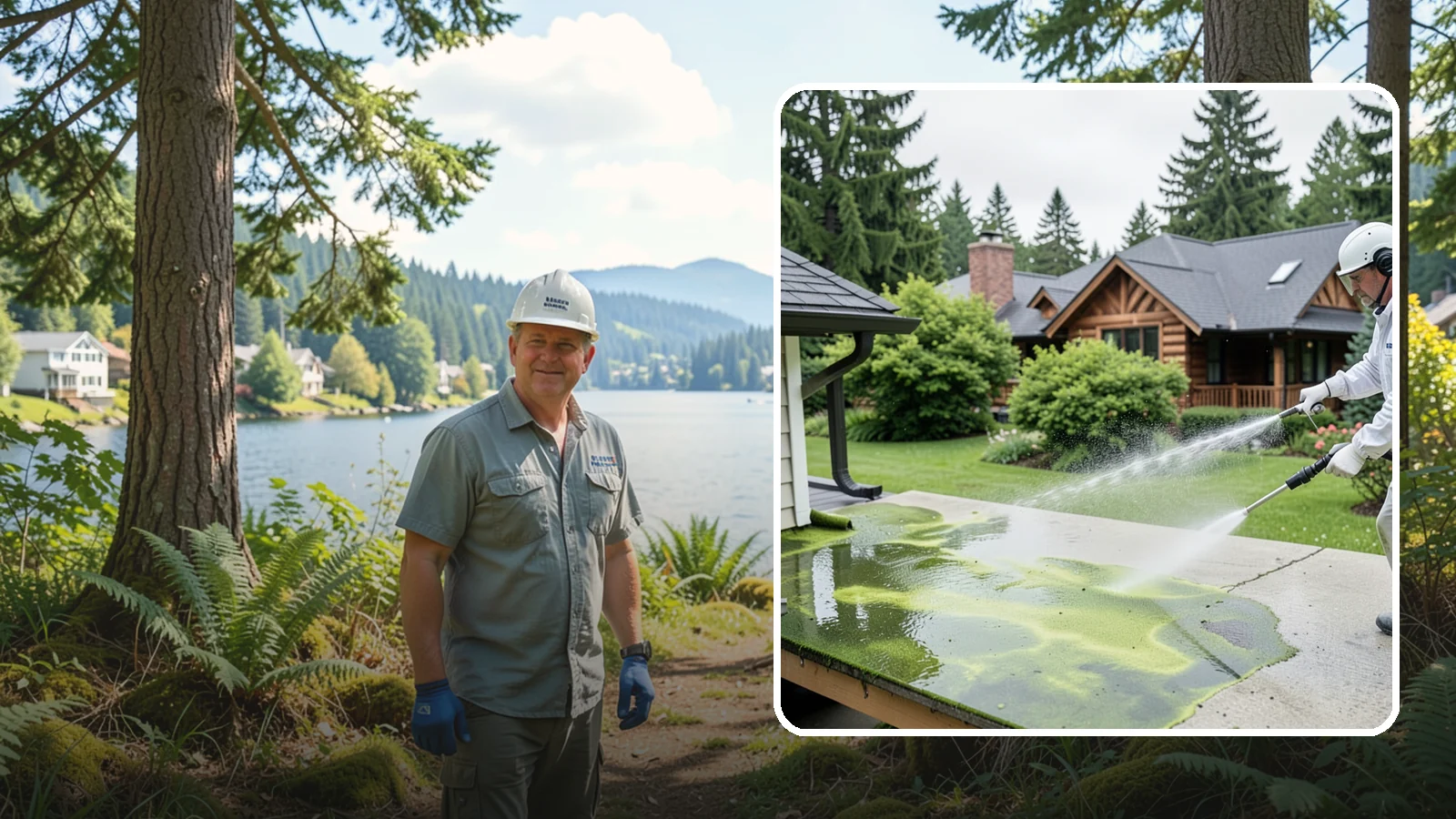 Algae Removal in Milton, King County, WA - Soft-wash algae removal that lifts the green film coating siding, roofs, decks, and concrete across shaded properties.