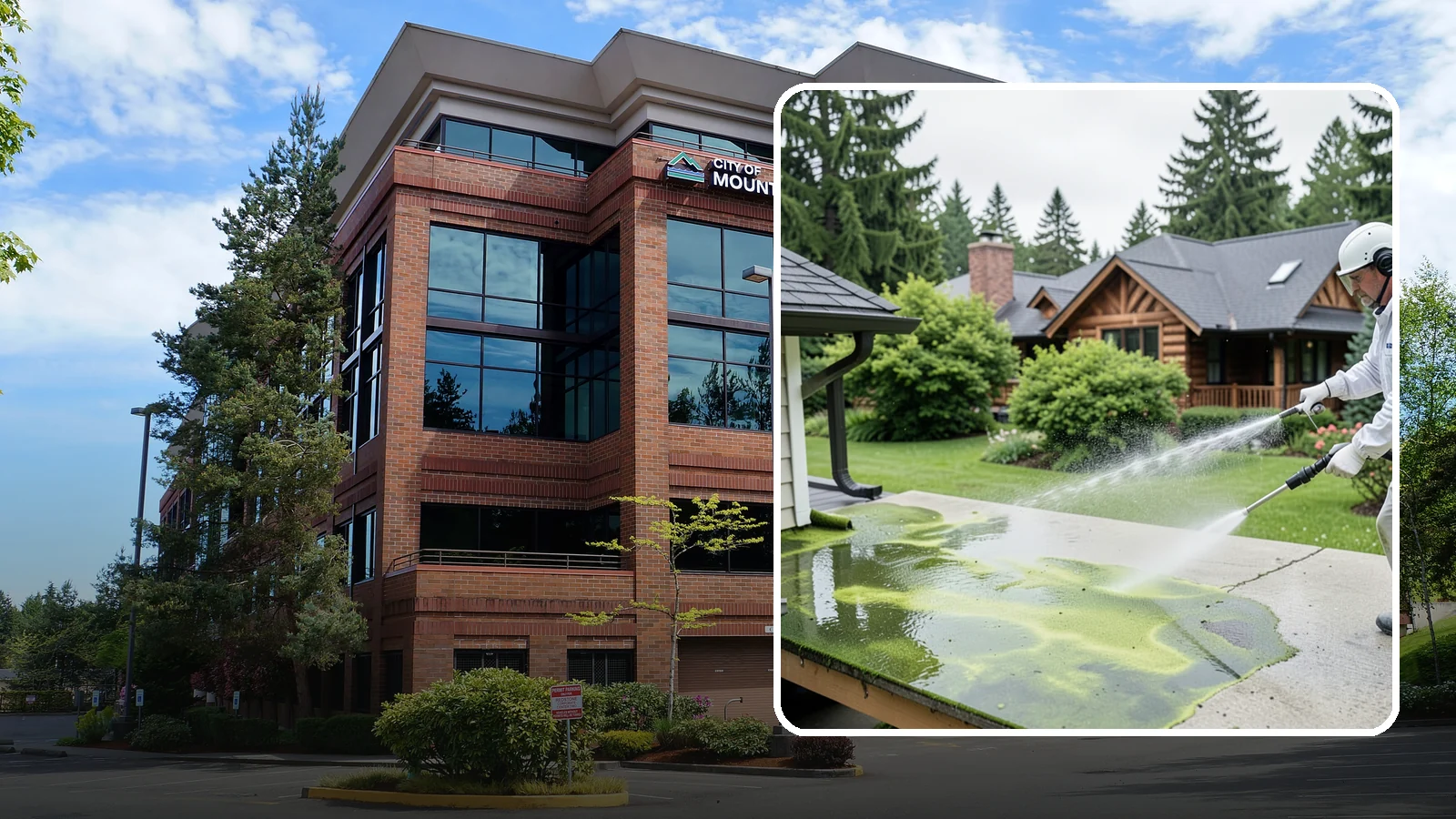 Algae Removal in Mountlake Terrace, Snohomish County, WA - Soft-wash algae removal that lifts the green film coating siding, roofs, decks, and concrete across shaded properties.