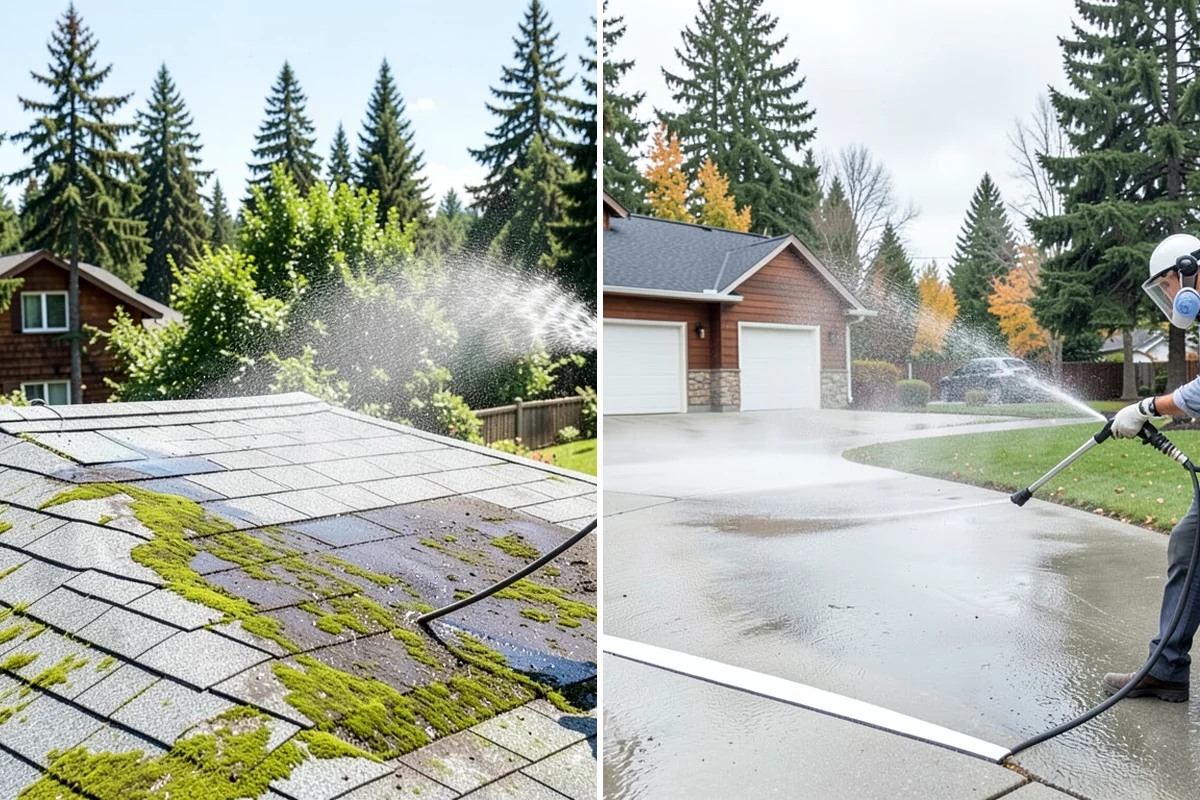 Algae Removal in Puyallup, Pierce County, WA - Evaluate the algae coverage and the surface types