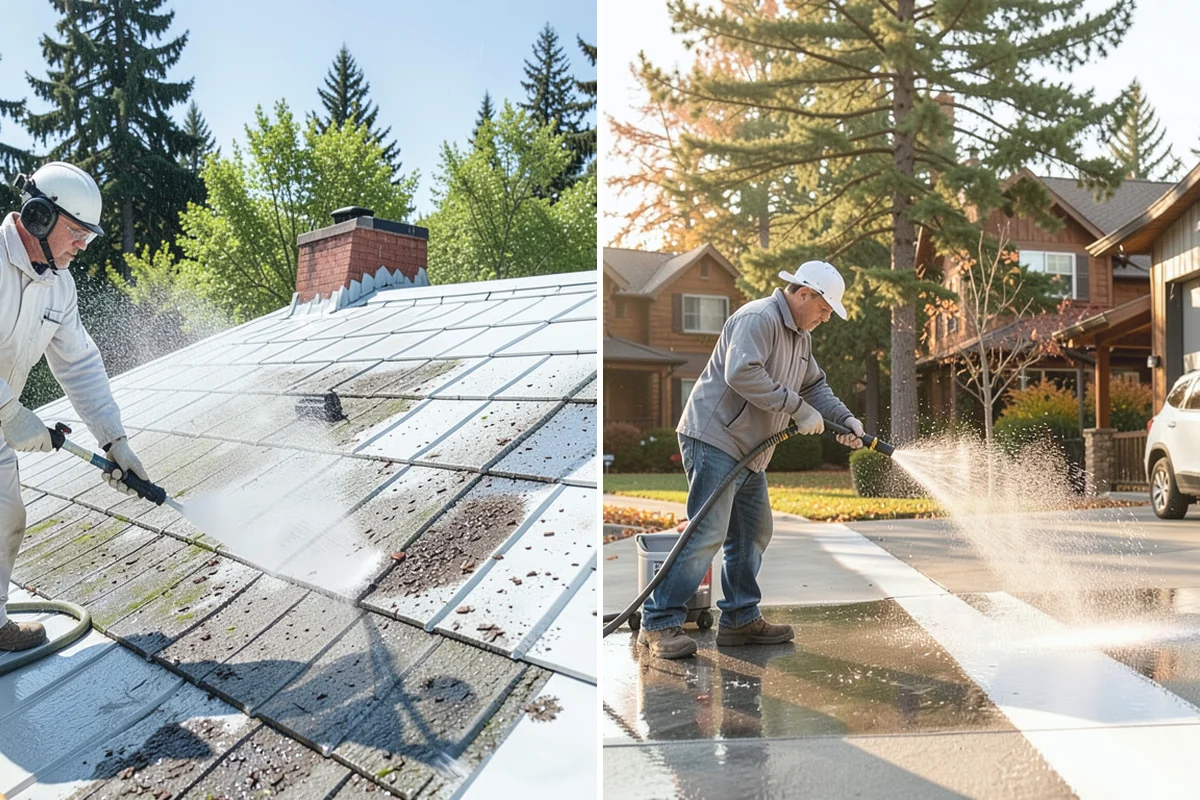 Algae Removal in Renton, King County, WA - Evaluate the algae coverage and the surface types