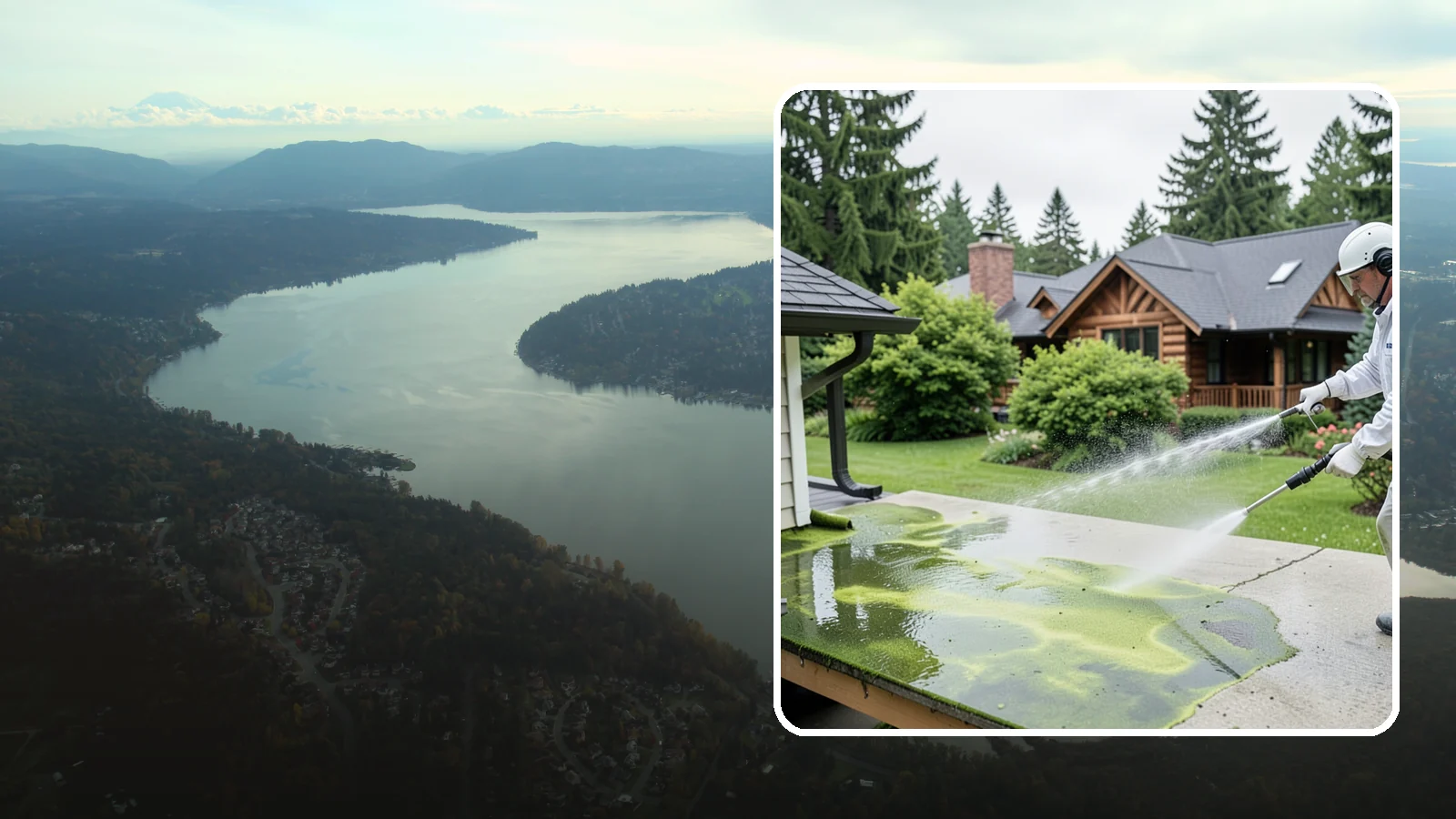 Algae Removal in Sammamish, King County, WA - Soft-wash algae removal that lifts the green film coating siding, roofs, decks, and concrete across shaded properties.