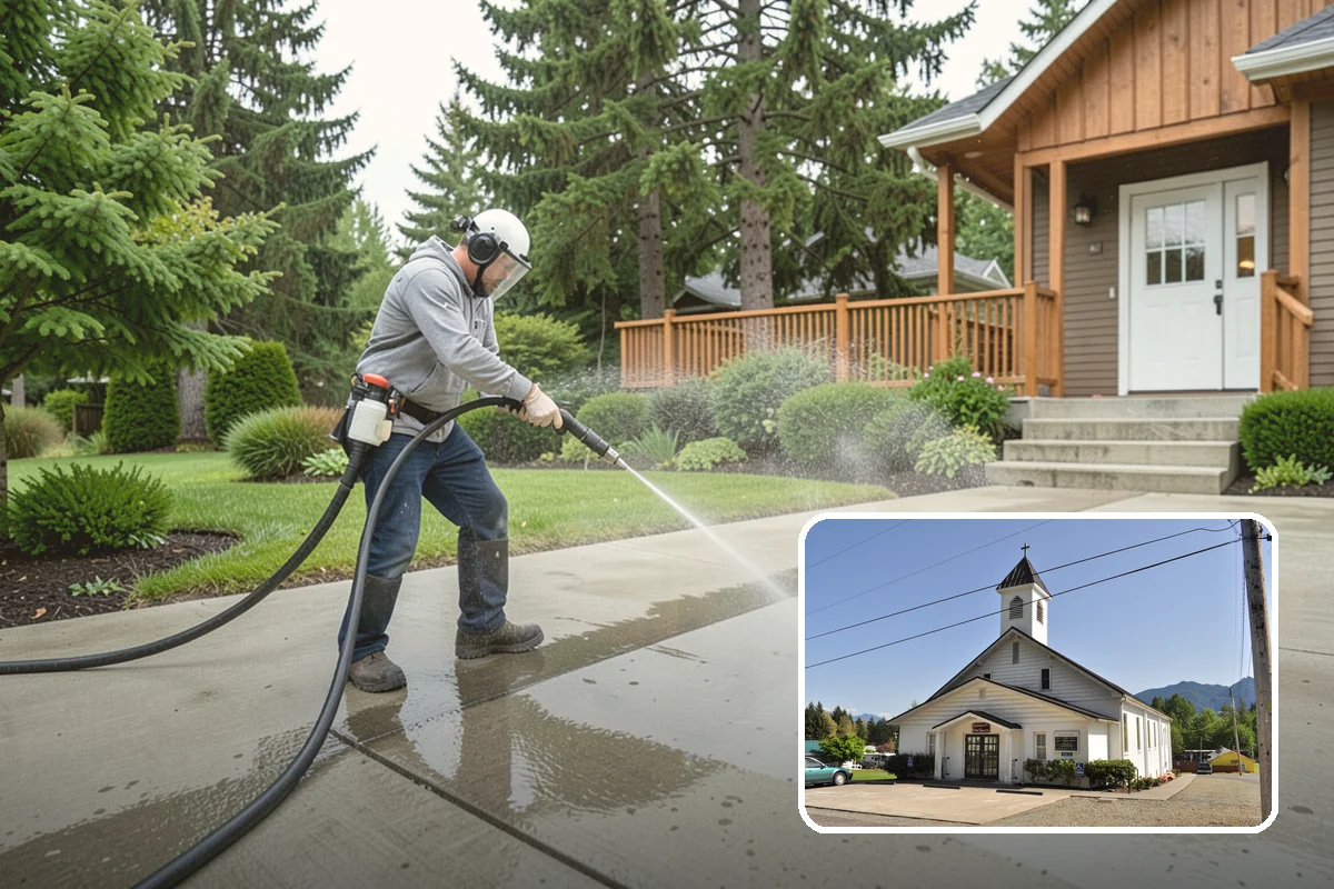 Aluminum Cleaning in Concrete, Skagit County, WA - Cuts chalky oxidation from aluminum surfaces