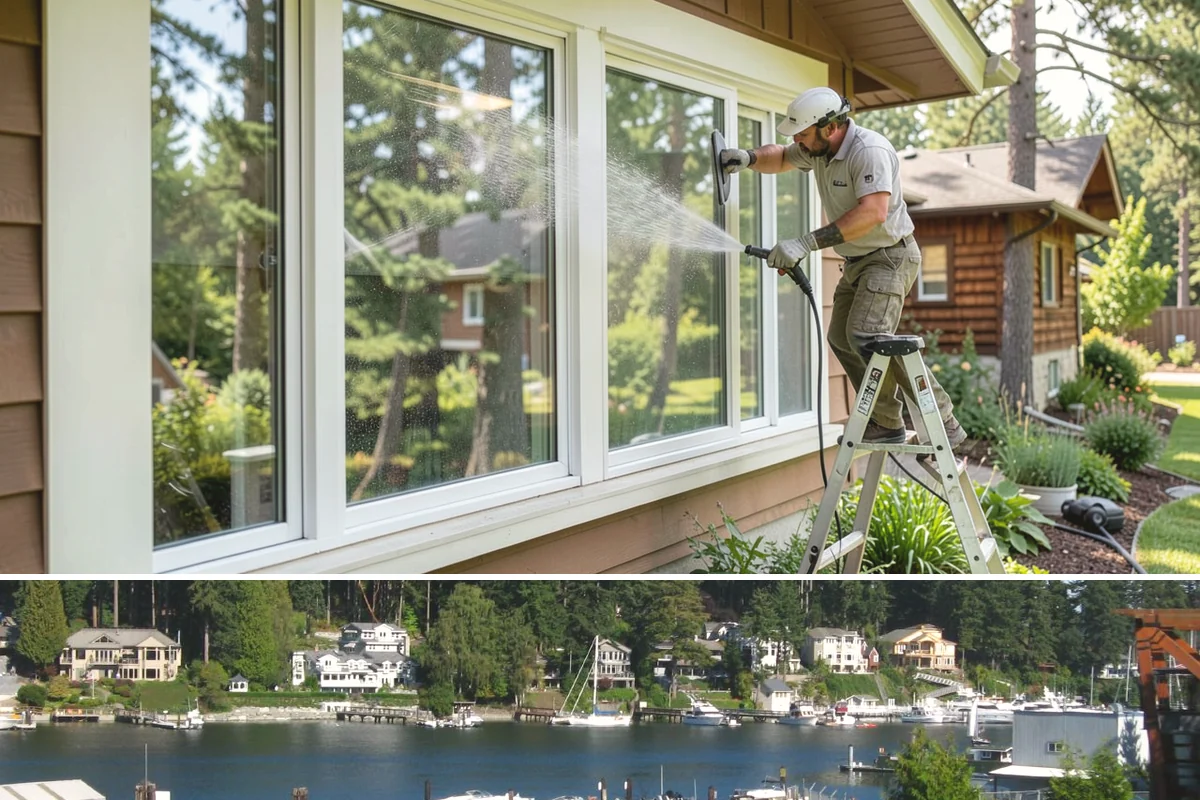 Aluminum Cleaning in Gig Harbor, Pierce County, WA - Clean aluminum in spring or summer to remove the oxidation and streaking that accumulate through the wet season.