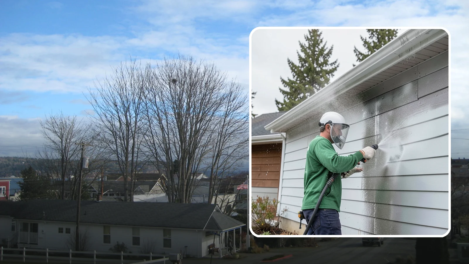 Aluminum Cleaning in Langley, Island County, WA - Specialized cleaning of aluminum siding, gutters, and fixtures that removes oxidation chalk and staining safely.