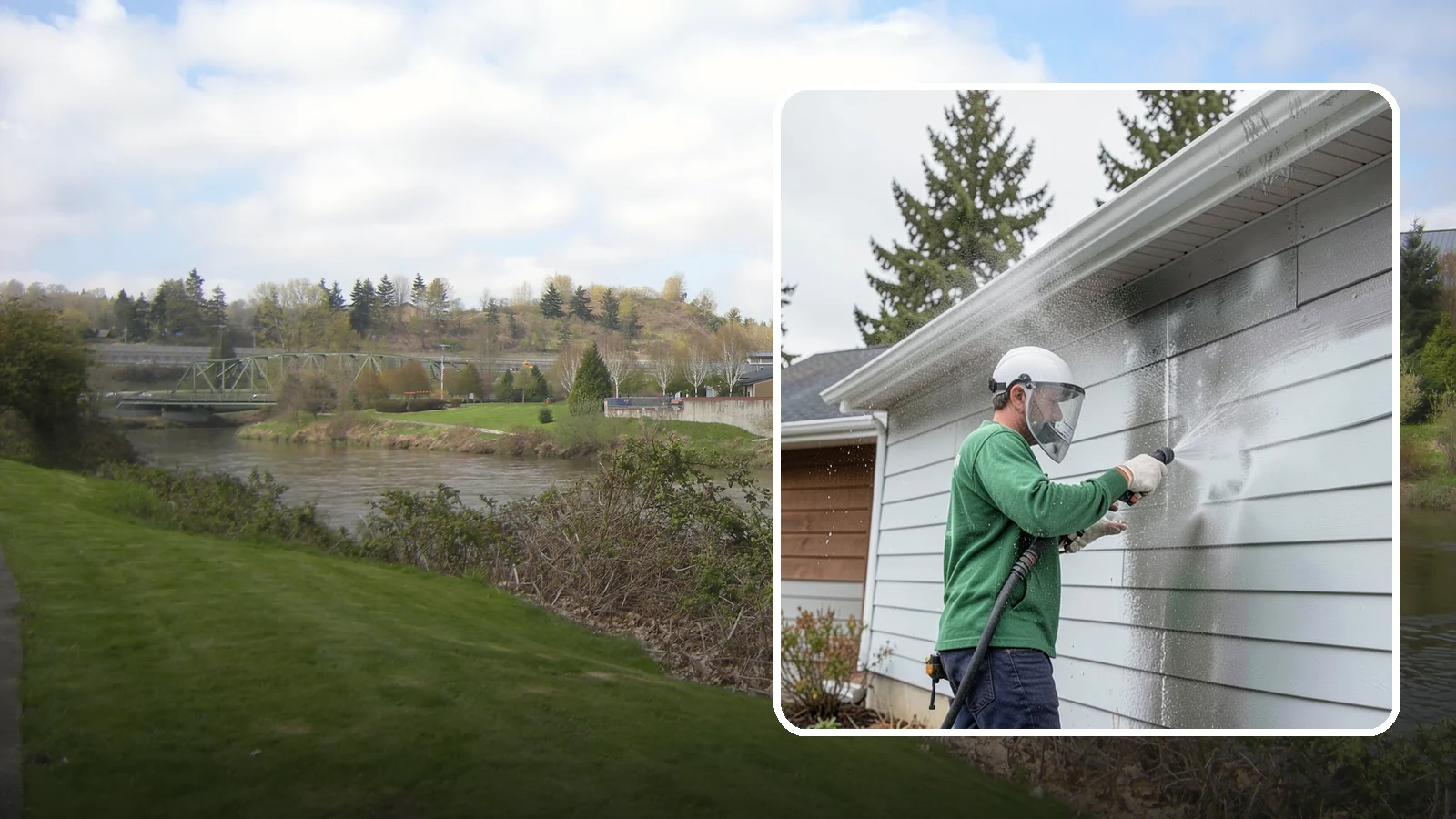 Aluminum Cleaning in Tukwila, King County, WA - Specialized cleaning of aluminum siding, gutters, and fixtures that removes oxidation chalk and staining safely.
