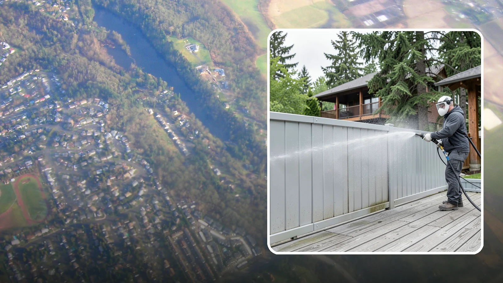 Aluminum Fence Cleaning in Algona, King County, WA - Gentle cleaning that lifts oxidation haze and grime from powder-coated aluminum fencing.