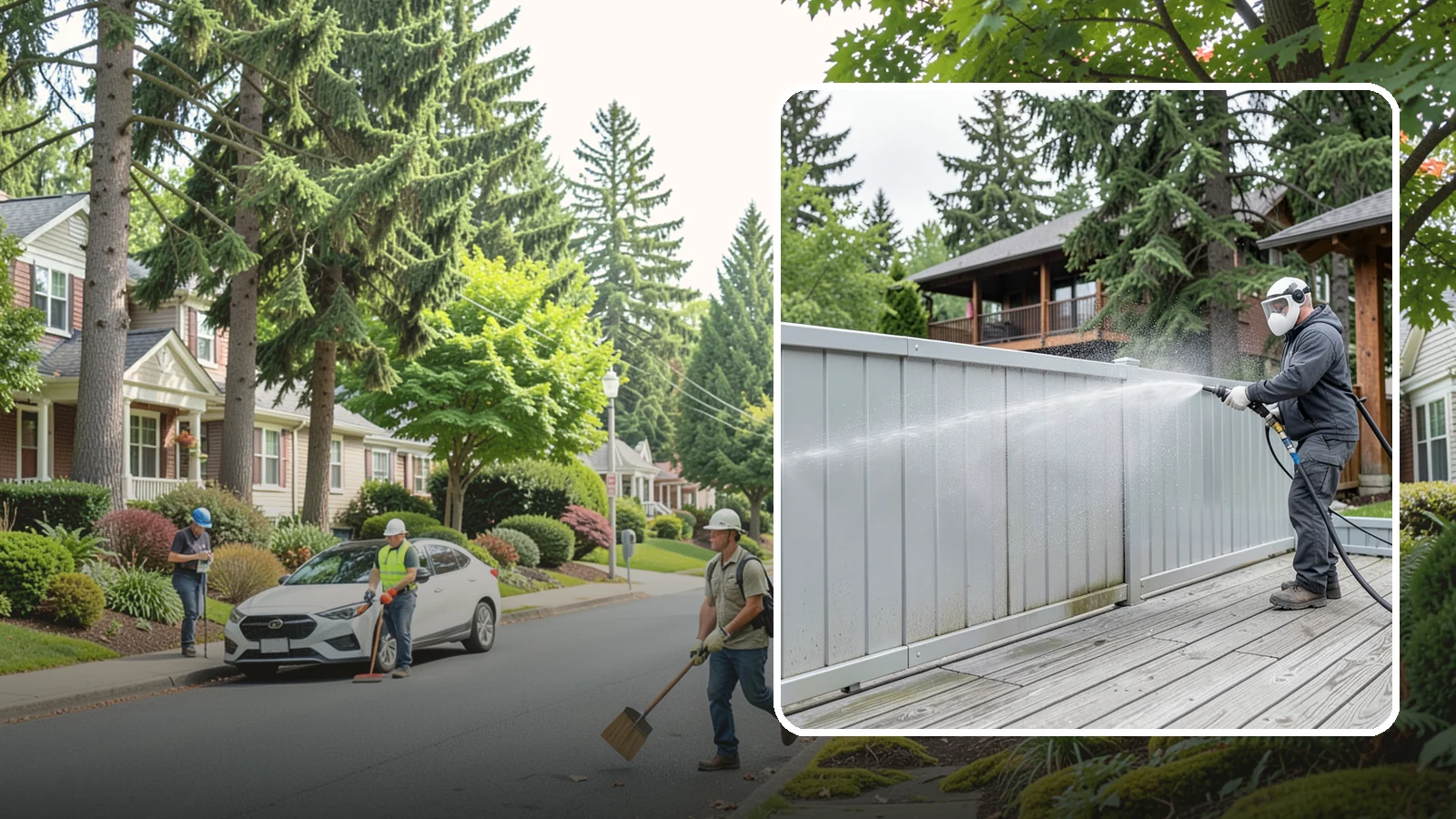 Aluminum Fence Cleaning in Beaux Arts Village, King County, WA - Gentle cleaning that lifts oxidation haze and grime from powder-coated aluminum fencing.