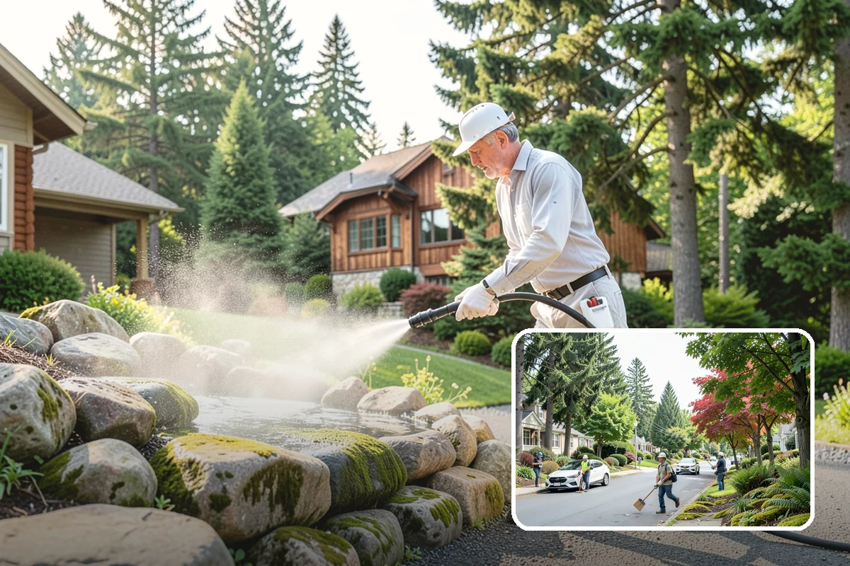 Aluminum Fence Cleaning in Beaux Arts Village, King County, WA - Lifts chalky oxidation haze from the powder coat